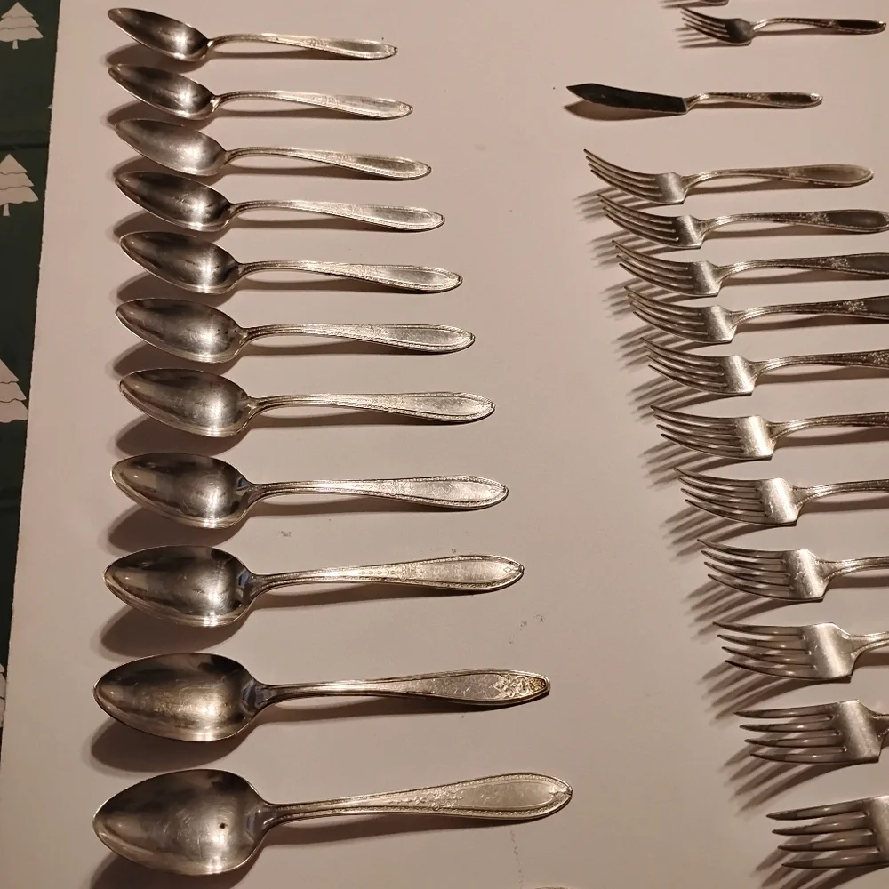 WM Rogers & Son AA Silver Plate 56 Piece Flatware Set‎ Triumph Service For 10 +